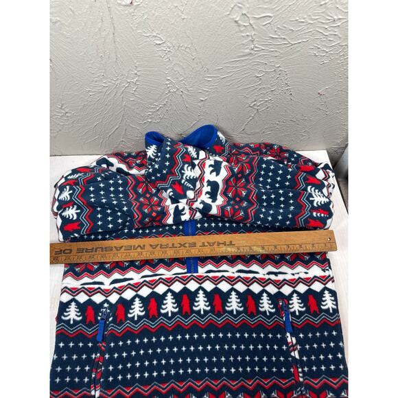 Chubbies Mens Blue Trees Bears Sherpa Reversible Jacket Quarter Zip Size Medium - Picture 8 of 8